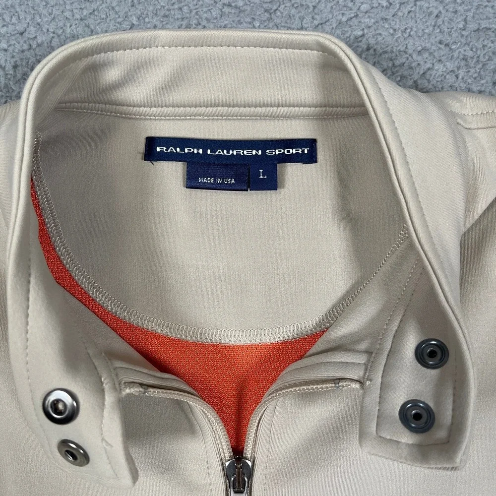 Vintage Polo Ralph Lauren Sport Jacket Womens L Beige‎ Cropped Fit USA Made 90s